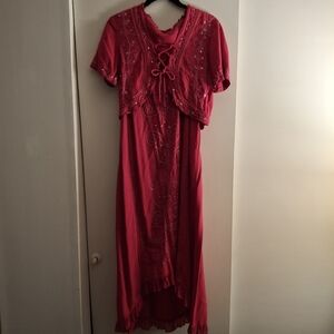 Sacred Threads Women's Pink Embroidered Dress With Sequins